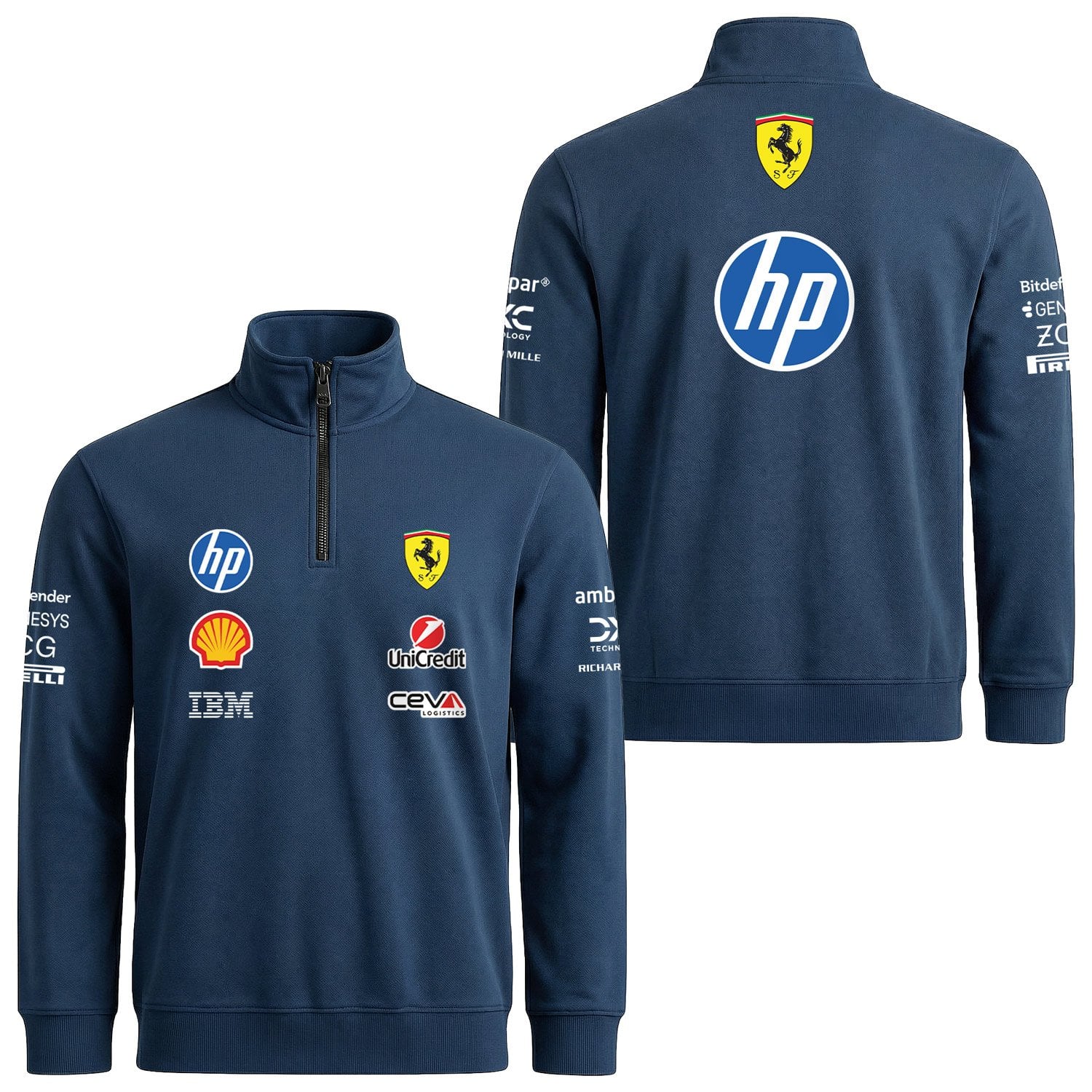 Scuderia Ferrari 2026 Teamline Yarım Fermuarlı Sweatshirt M - İndigo Mavisi