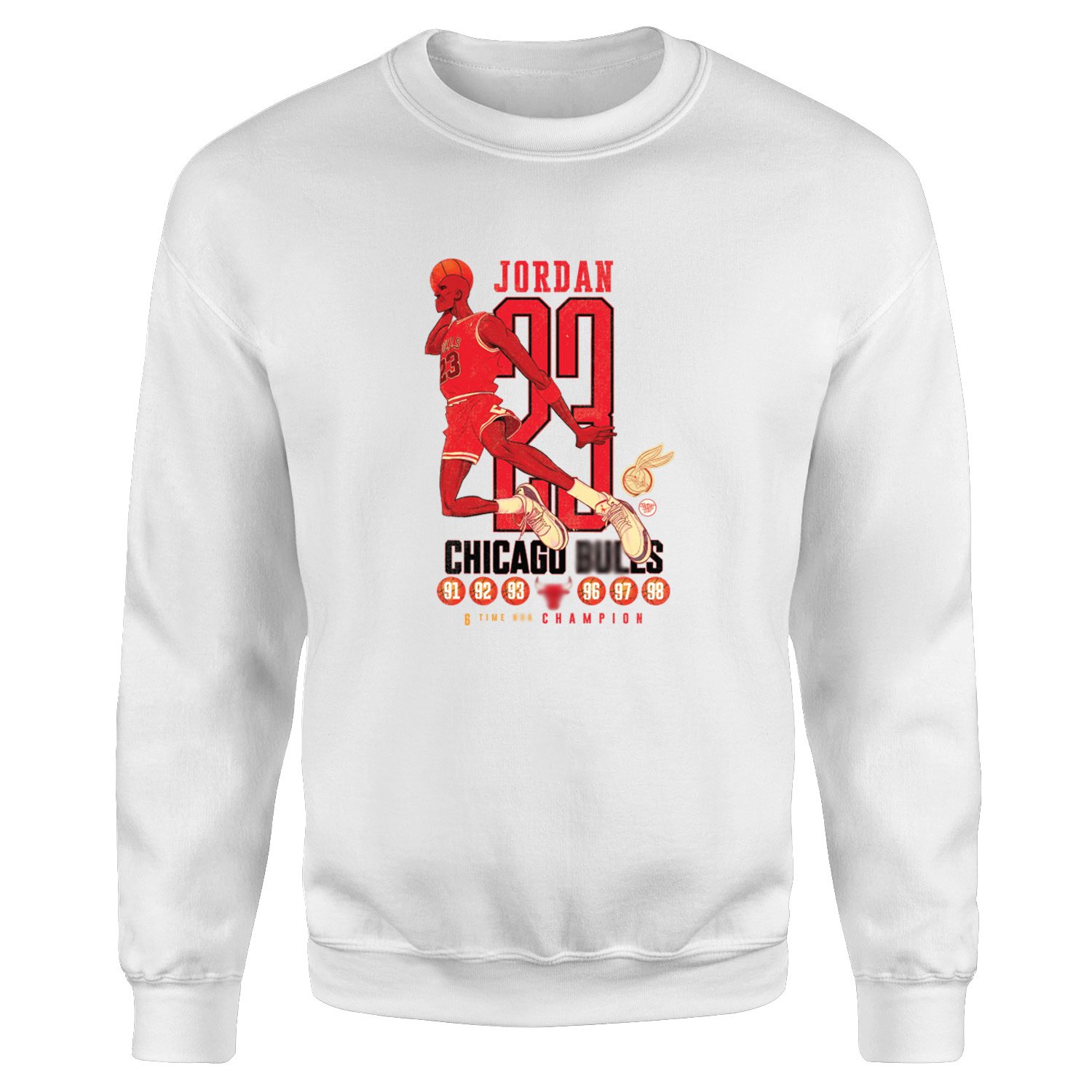 6 Time Champion, Michael ''Air'' Jordan Sweatshirt L - Beyaz