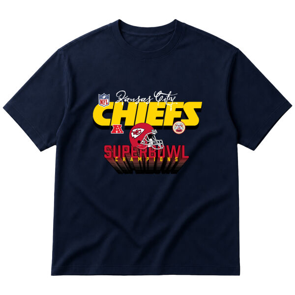 Kansas City Chiefs SB Champions Oversize Tişört S - İndigo Mavisi