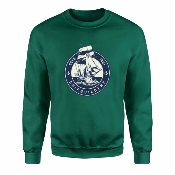 Shipbuilders Denizci Tasarımlı Sweatshirt M - Nefti Yeşili