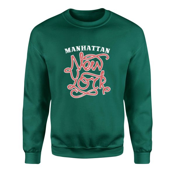 Manhatta, NYC Sweatshirt M - Nefti Yeşili