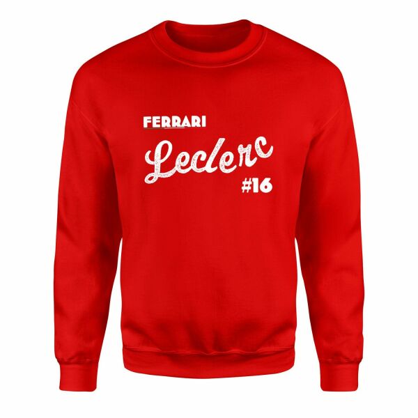 Charles Leclerc Cursive Illustration Sweatshirt M - Kırmızı