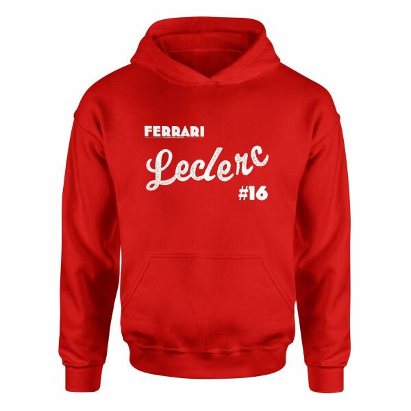 Charles Leclerc Cursive Illustration Hoodie S - Kırmızı