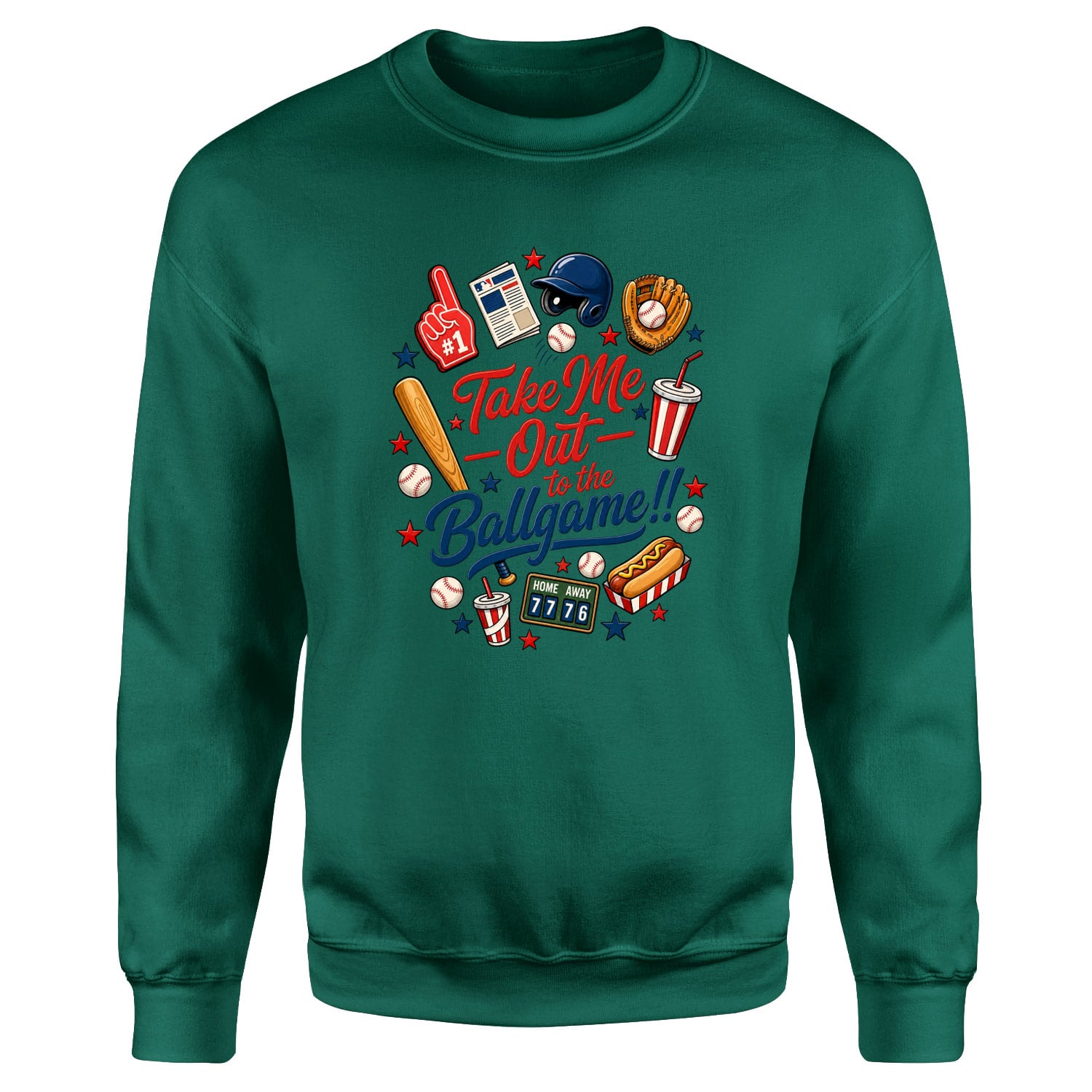 Take Me Out To The Ballgame Sweatshirt M - Nefti Yeşili