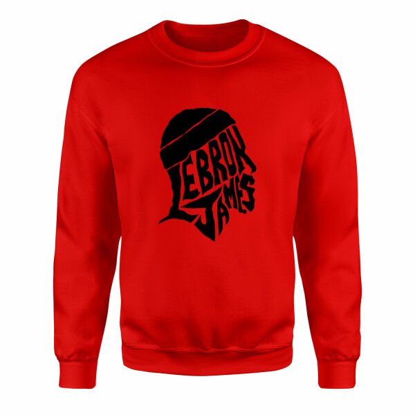 LeBron James Text Sweatshirt M - Kırmızı