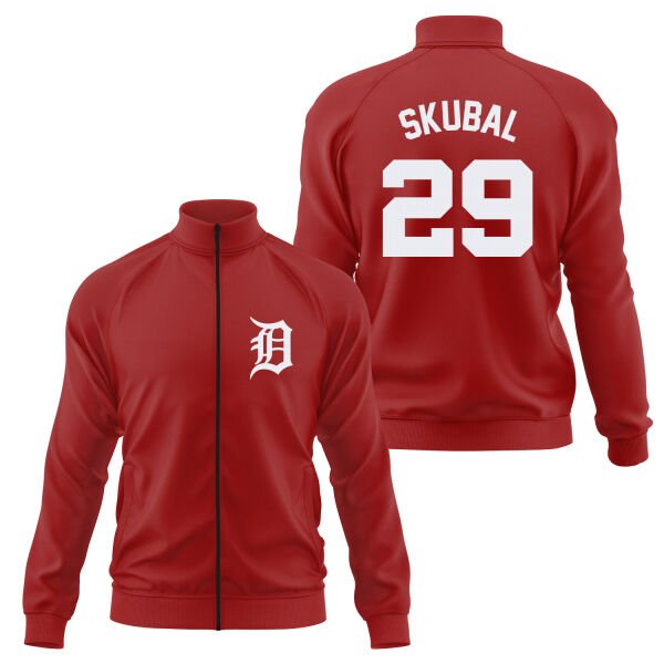Tarik Skubal 29 Detroit Tigers Jersey Fermuarlı Sweatshirt M - Kırmızı