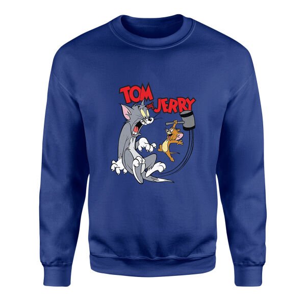 Tom And Jerry Grunge Sweatshirt S - İndigo Mavisi