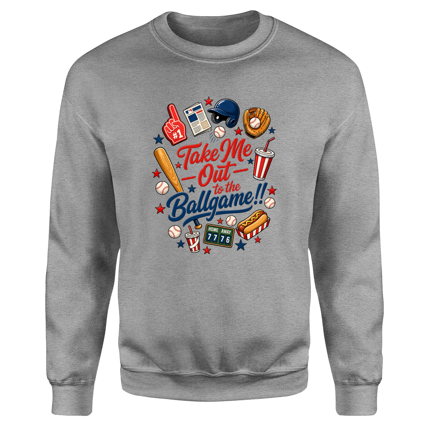 Take Me Out To The Ballgame Sweatshirt M - Gri