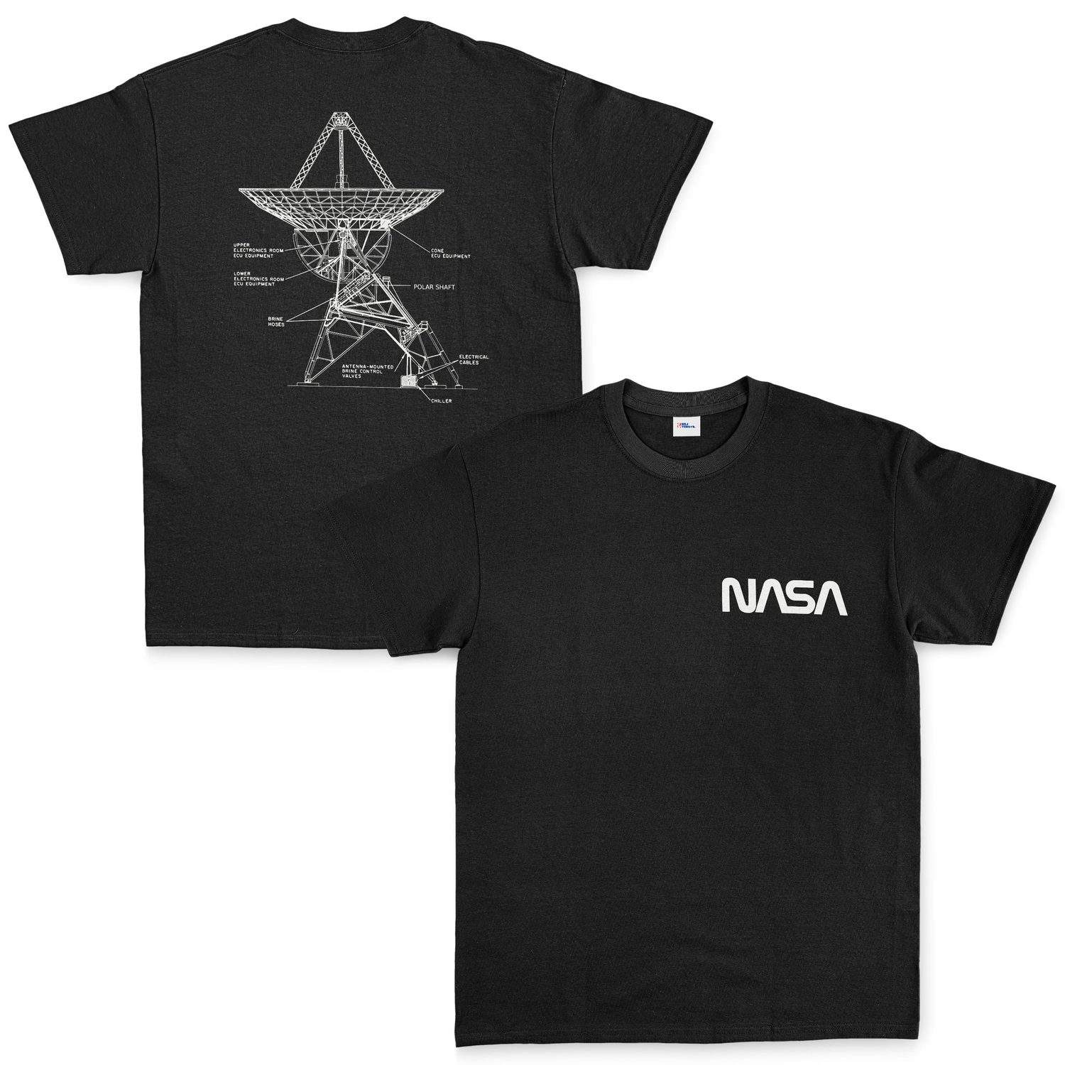 NASA Retro Mechanisms Graphic v3.0 Tişört XXL - Siyah