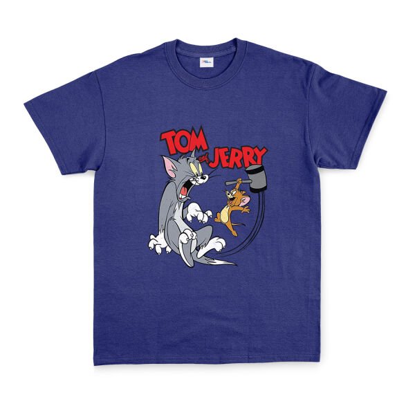 Tom And Jerry Grunge Tişört L - İndigo Mavisi