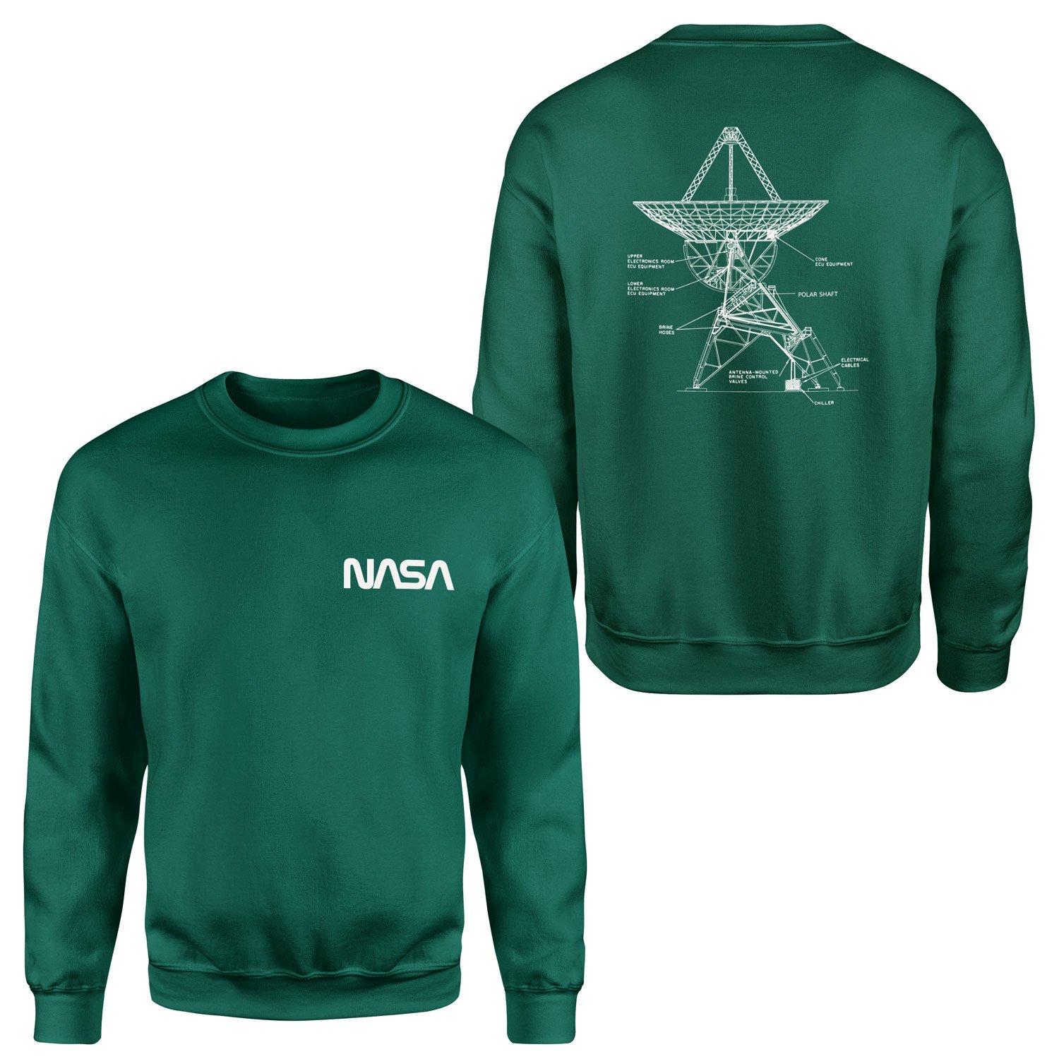 NASA Retro Mechanisms Graphic v3.0 Sweatshirt XXL - Nefti Yeşili