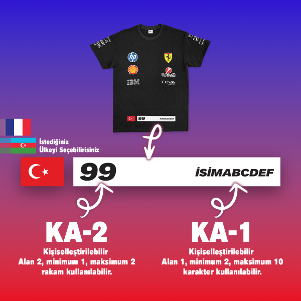 Scuderia Ferrari 2025 Driver Edition Kişiselleştirilebilir Tişört