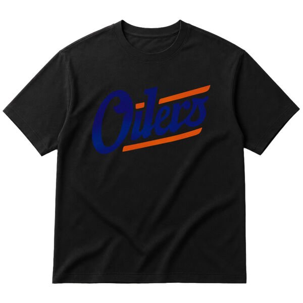 Edmonton Oilers Shield Oversize Tişört L - Siyah