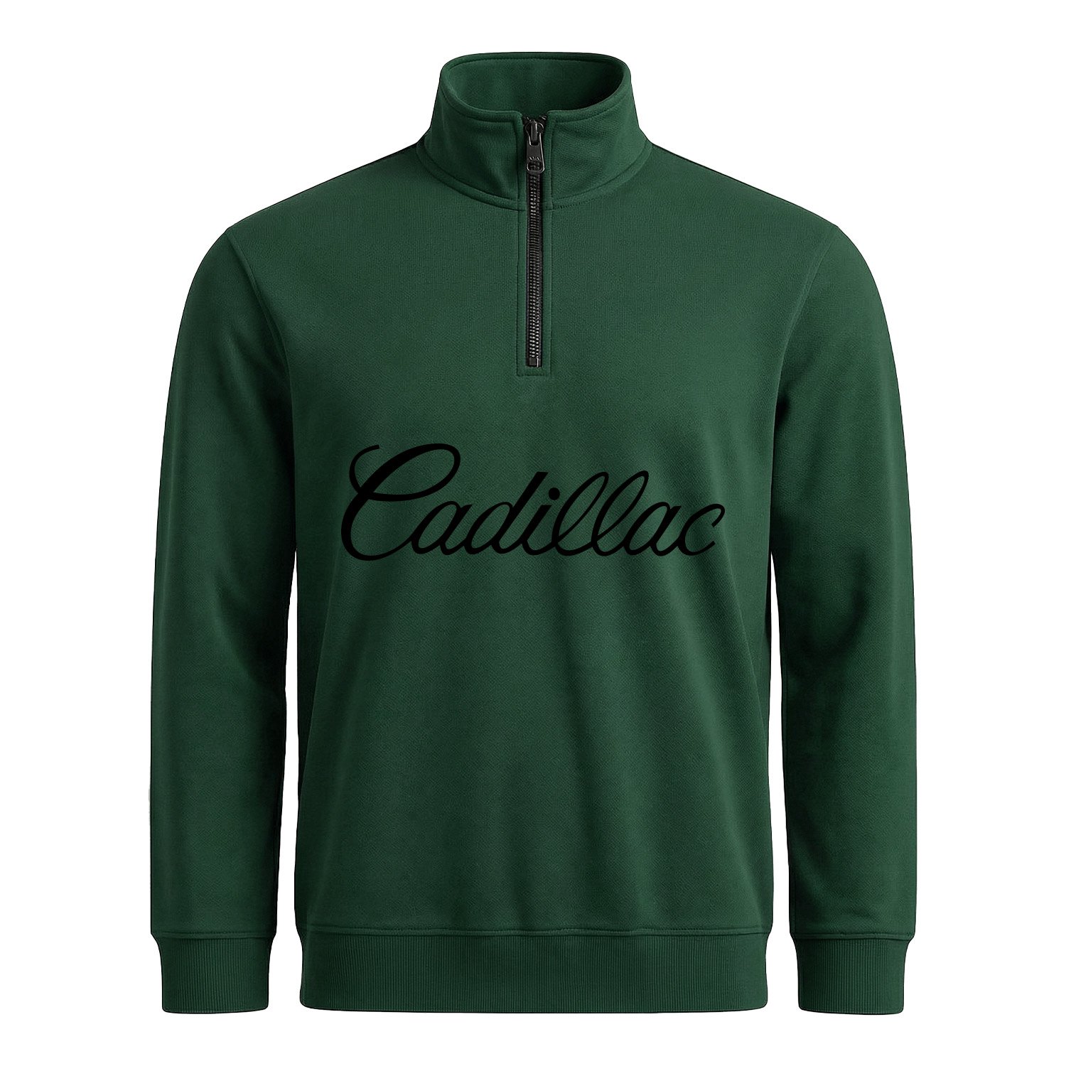 Cadillac Script Yarım Fermuarlı Sweatshirt S - Nefti Yeşili