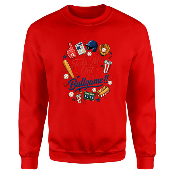 Take Me Out To The Ballgame Sweatshirt S - Kırmızı