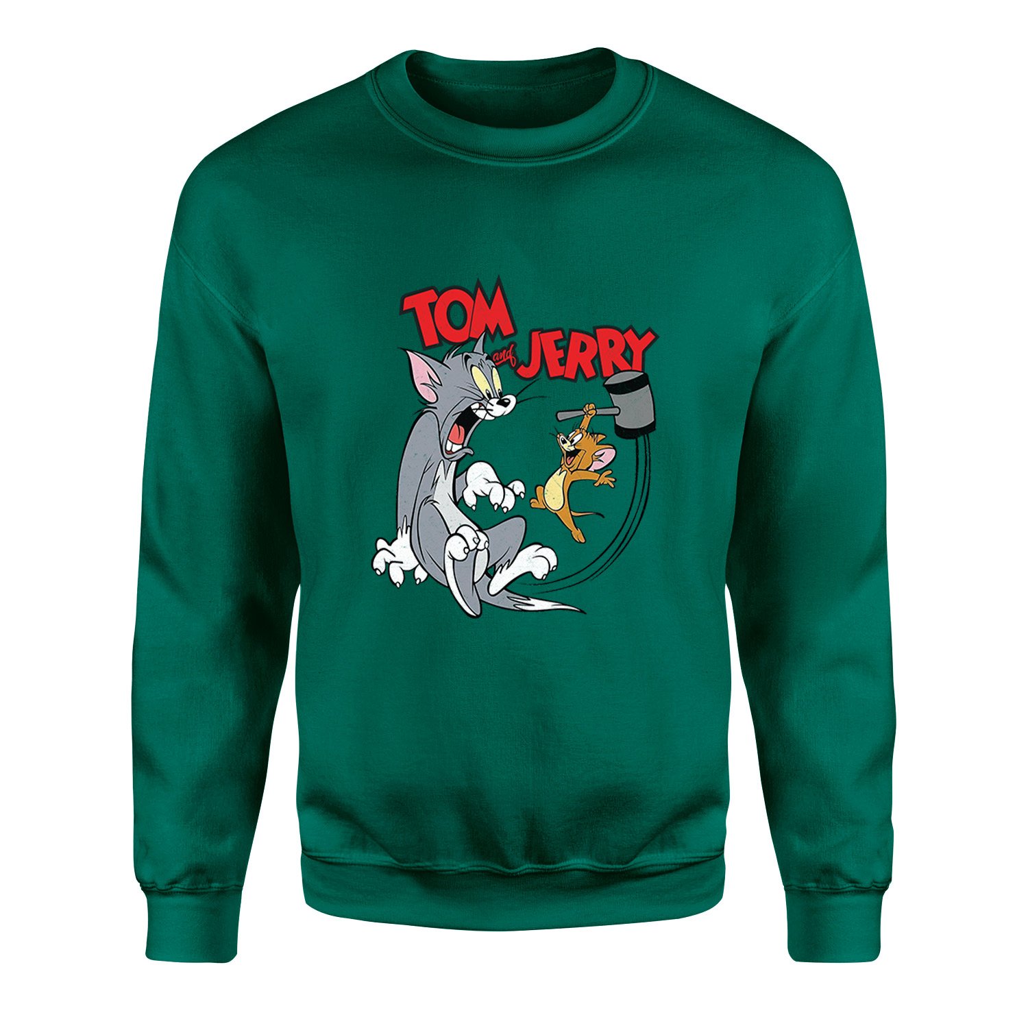 Tom And Jerry Grunge Sweatshirt S - Nefti Yeşili