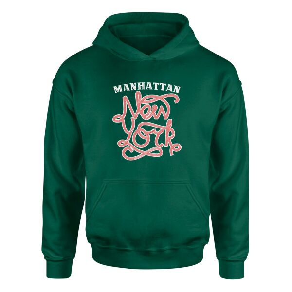 Manhatta, NYC Hoodie M - Nefti Yeşili