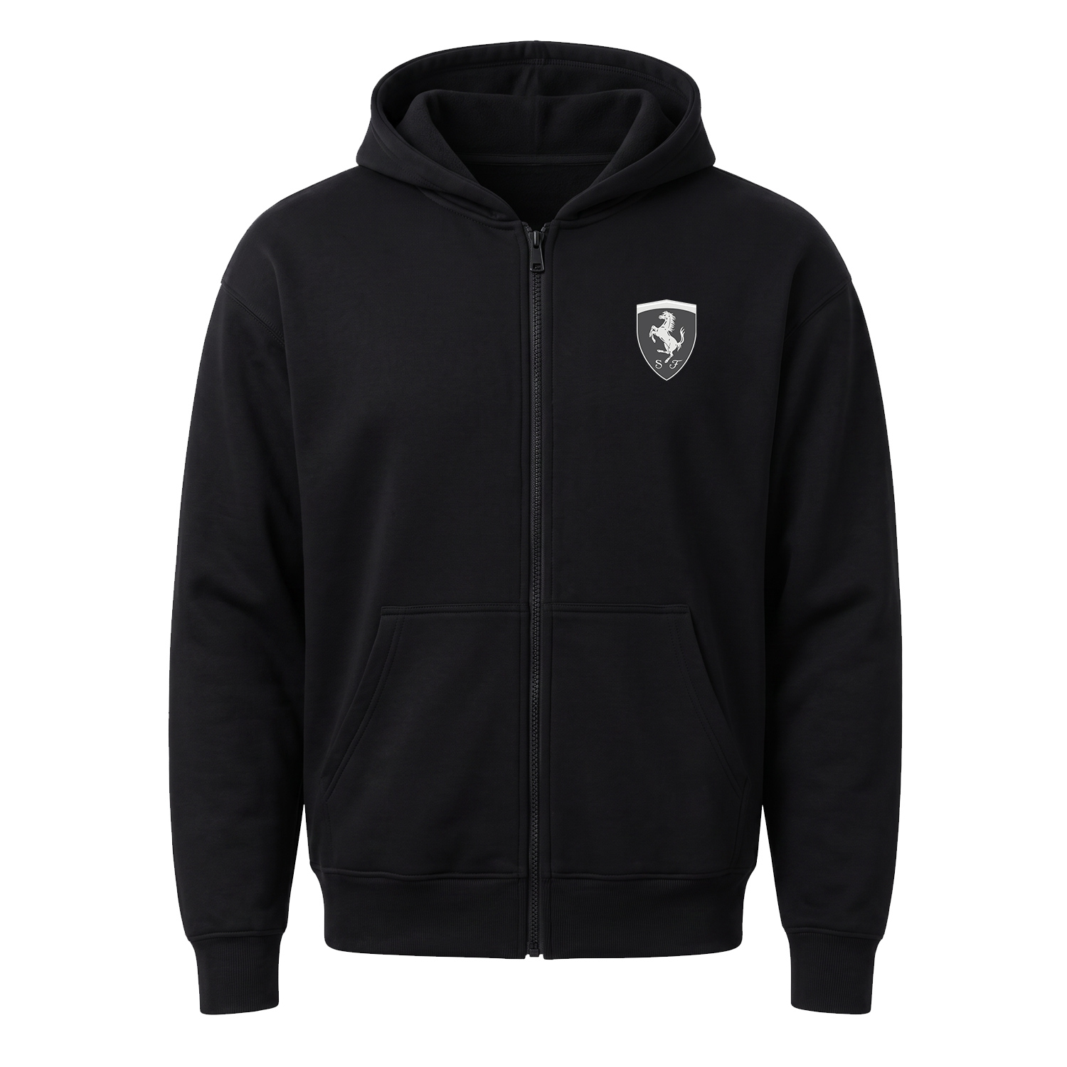 Scuderia Ferrari Muted Black Fermuarlı Kapüşonlu Sweatshirt
