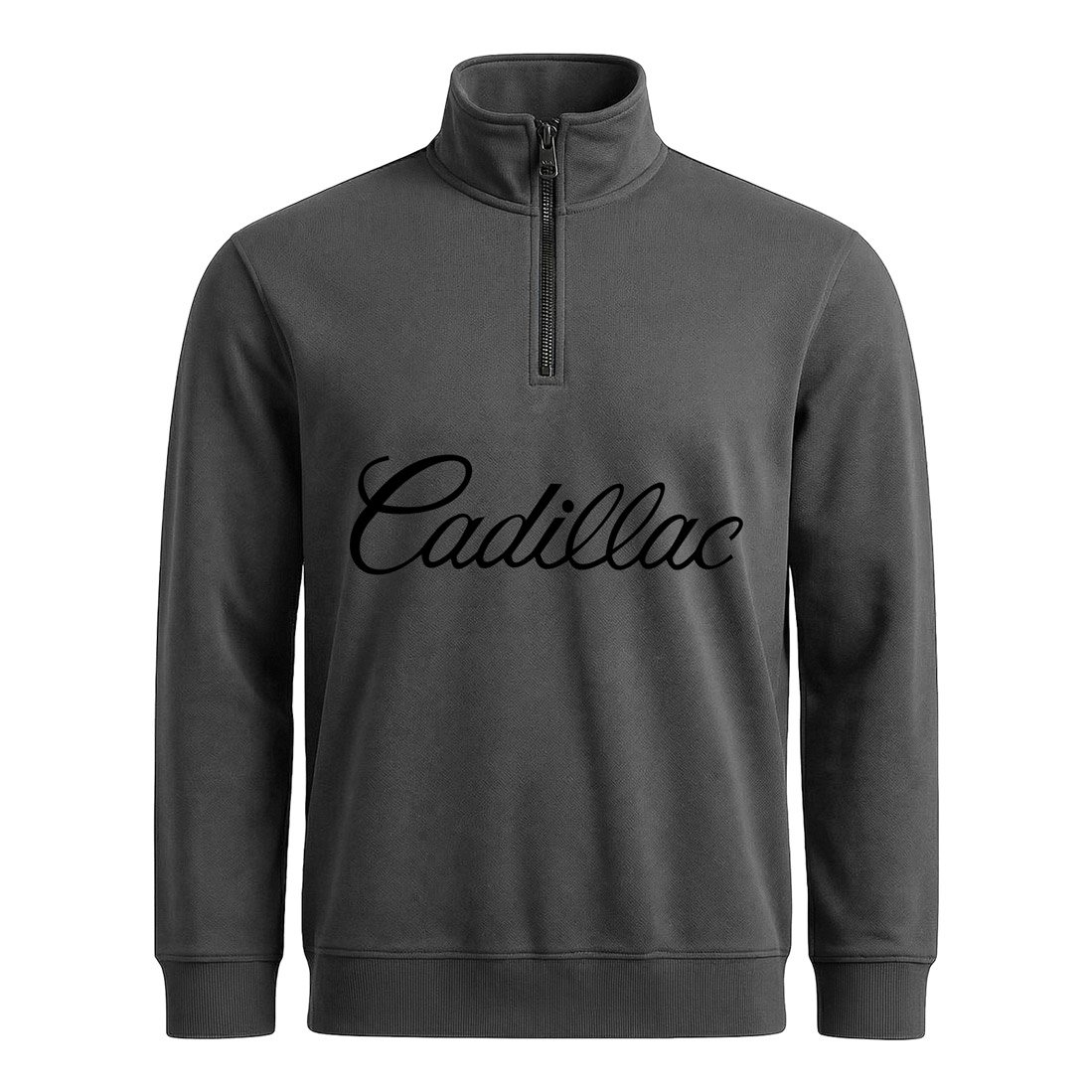 Cadillac Script Yarım Fermuarlı Sweatshirt L - Füme