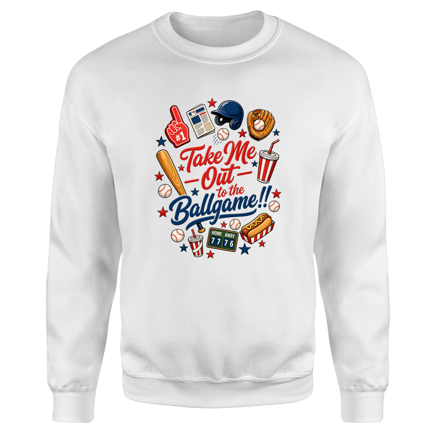 Take Me Out To The Ballgame Sweatshirt M - Beyaz