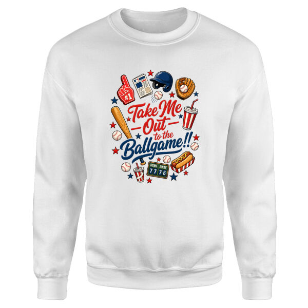 Take Me Out To The Ballgame Sweatshirt L - Beyaz