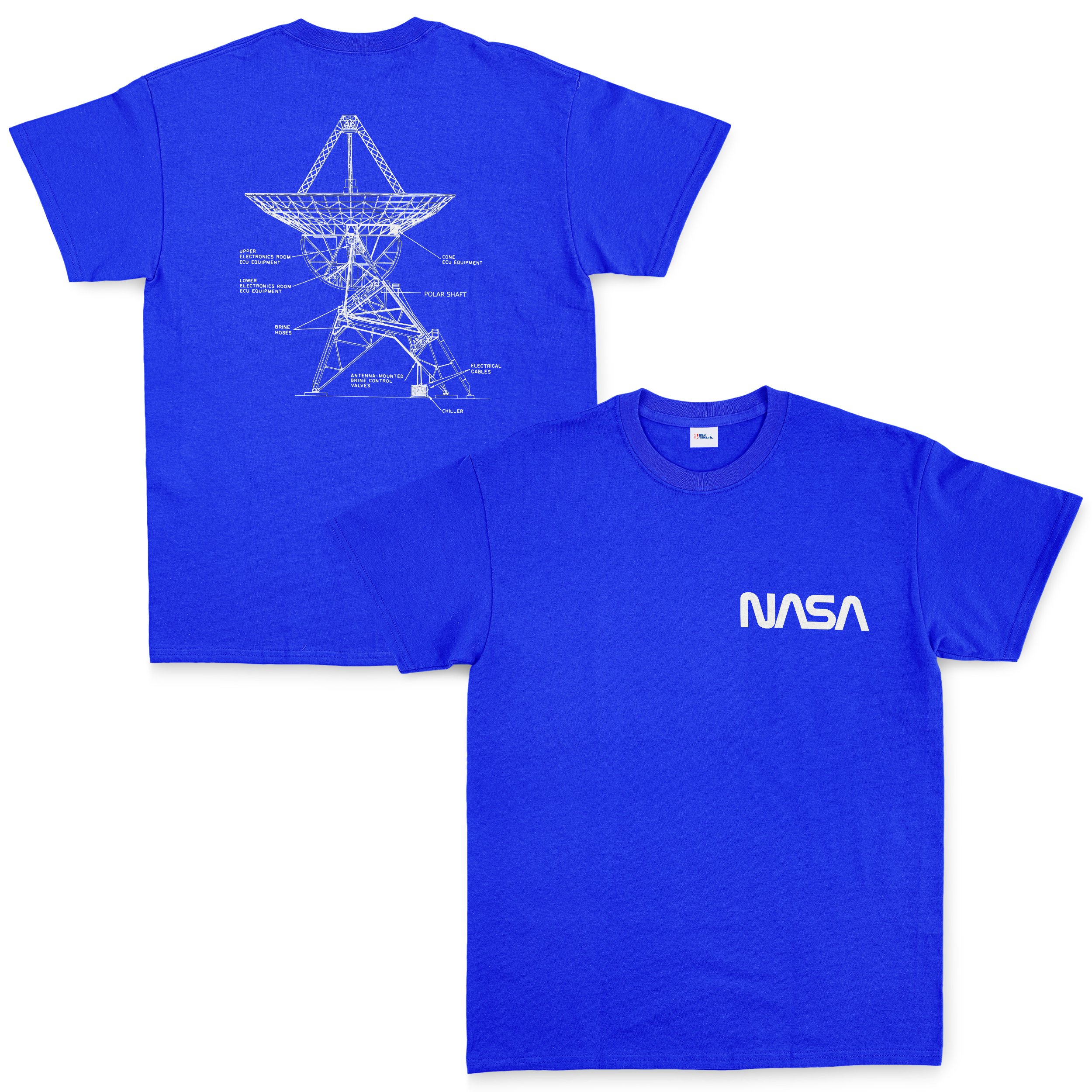 NASA Retro Mechanisms Graphic v3.0 Tişört S - Mavi