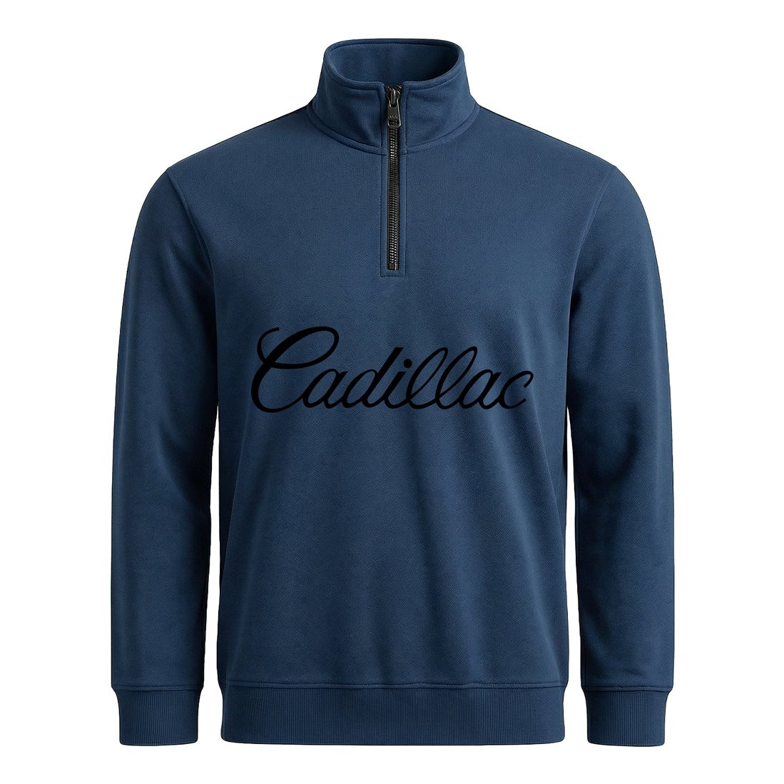 Cadillac Script Yarım Fermuarlı Sweatshirt XXL - İndigo Mavisi