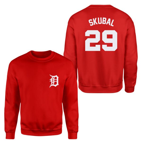 Tarik Skubal 29 Detroit Tigers Jersey Sweatshirt M - Kırmızı