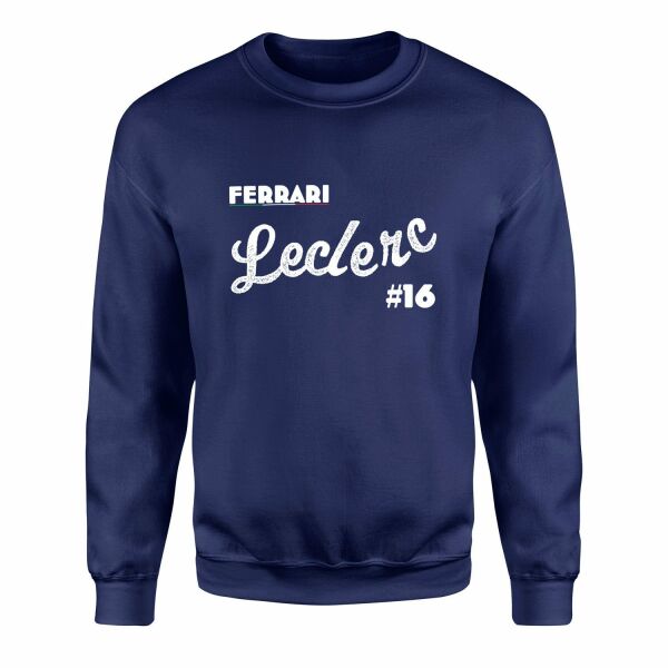 Charles Leclerc Cursive Illustration Sweatshirt M - İndigo Mavisi
