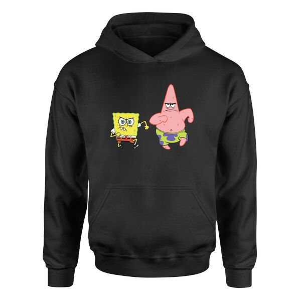 Sünger Bob ve Patrick Hoodie S - Siyah