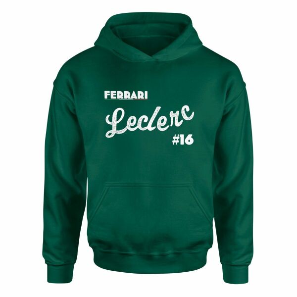 Charles Leclerc Cursive Illustration Hoodie L - Nefti Yeşili