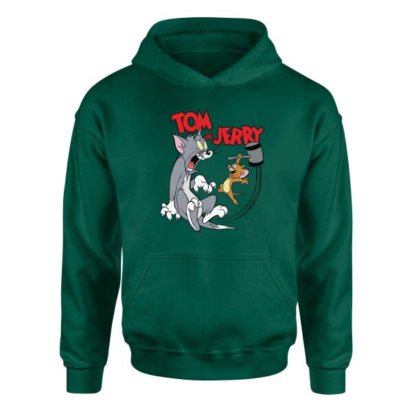 Tom And Jerry Grunge Hoodie L - Nefti Yeşili