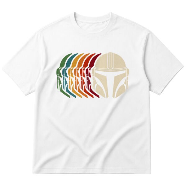 Mando Helmet Gradient Oversize Tişört S - Beyaz