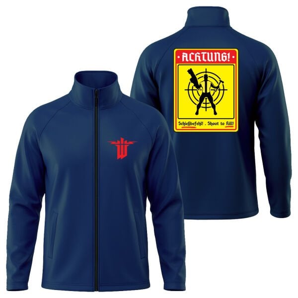 Achtung Schießbefehl! | Wolfenstein Soft Shell Ceket L - İndigo Mavisi
