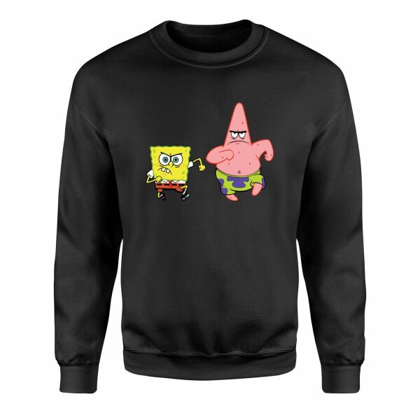Sünger Bob ve Patrick Sweatshirt XL - Siyah