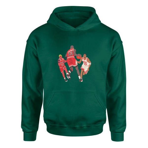 Jordan, Pippen, Rodman Hoodie XL - Nefti Yeşili