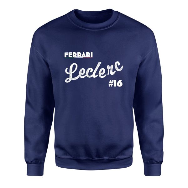 Charles Leclerc Cursive Illustration Sweatshirt S - İndigo Mavisi