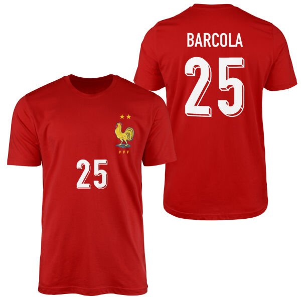 Bradley Barcola | Fransa 2024 Forma Tişört S - Kırmızı