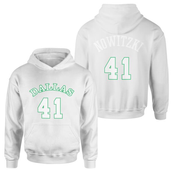 Dirk Nowitzki 41 Forma Hoodie XL - Beyaz