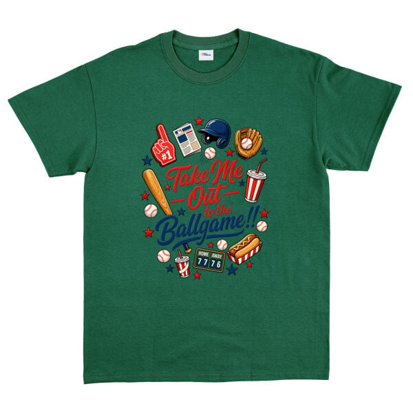 Take Me Out To The Ballgame Tişört XL - Nefti Yeşili