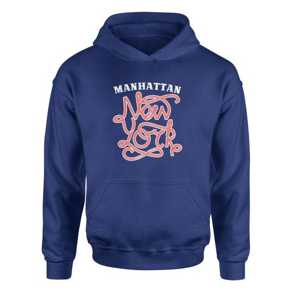 Manhatta, NYC Hoodie XL - İndigo Mavisi