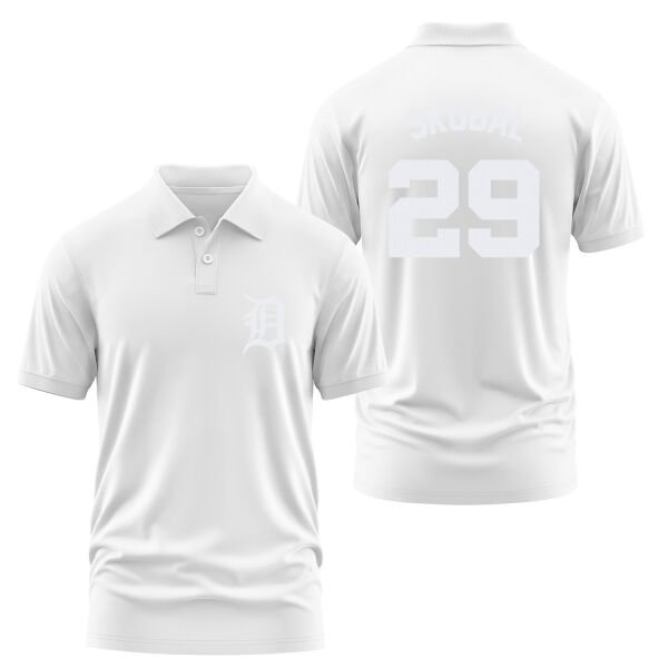 Tarik Skubal 29 Detroit Tigers Jersey Polo Tişört XL - Beyaz