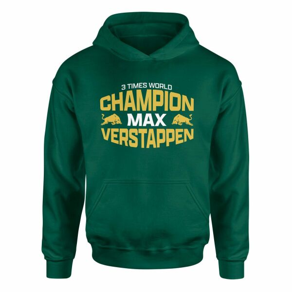 Max Verstappen 3 Times World Champion Hoodie L - Nefti Yeşili