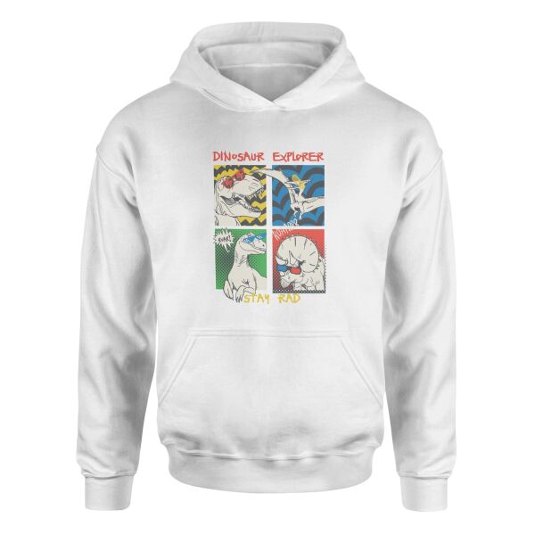 Dinosaur Explorer Hoodie L - Beyaz