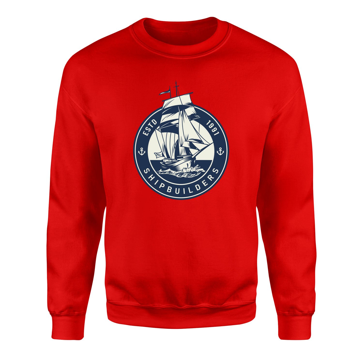 Shipbuilders Denizci Tasarımlı Sweatshirt XXL - Kırmızı