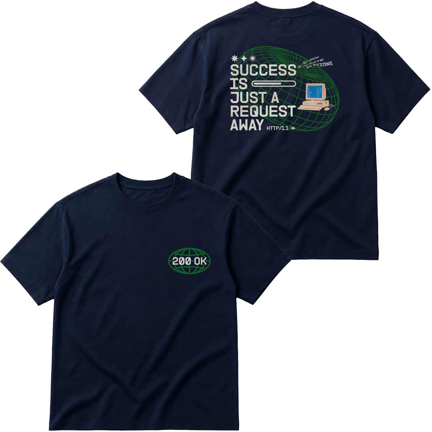 HTTP 200 OK: Success Is Just A Request Away Oversize Tişört XL - İndigo Mavisi