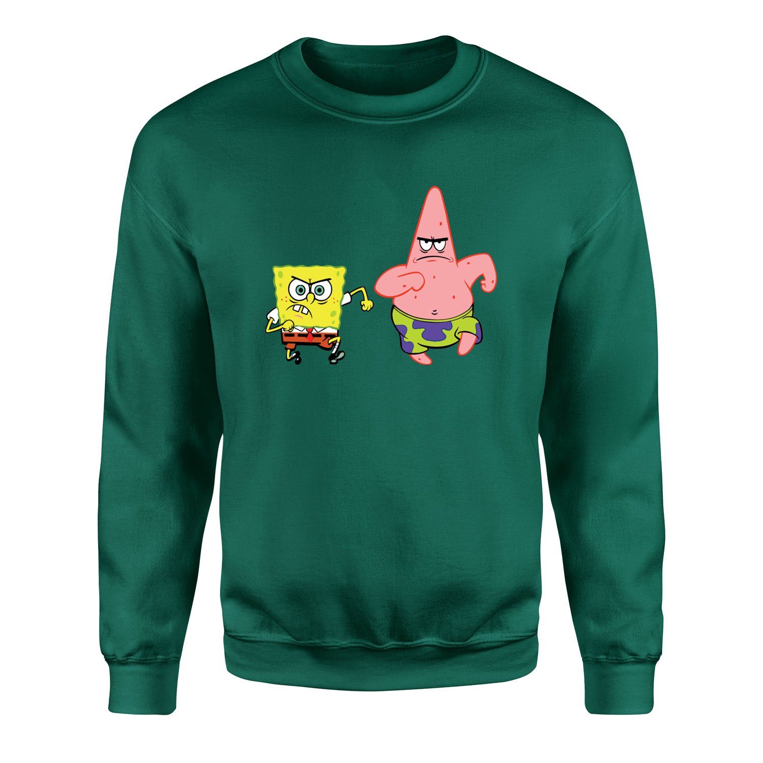 Sünger Bob ve Patrick Sweatshirt XL - Nefti Yeşili
