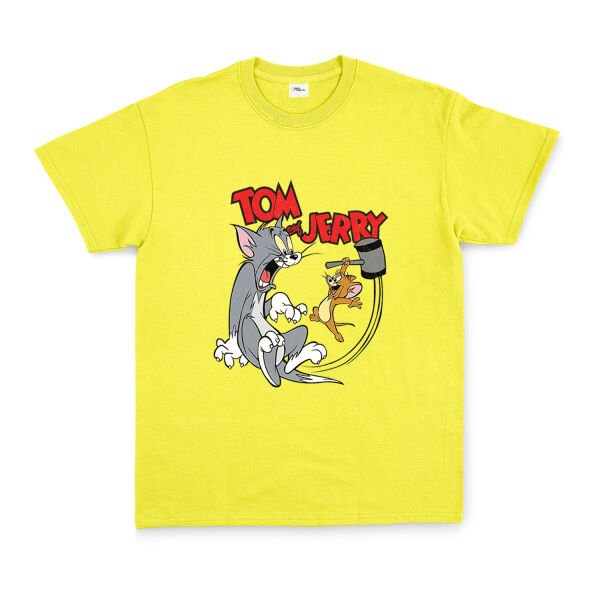 Tom And Jerry Grunge Tişört M - Sarı