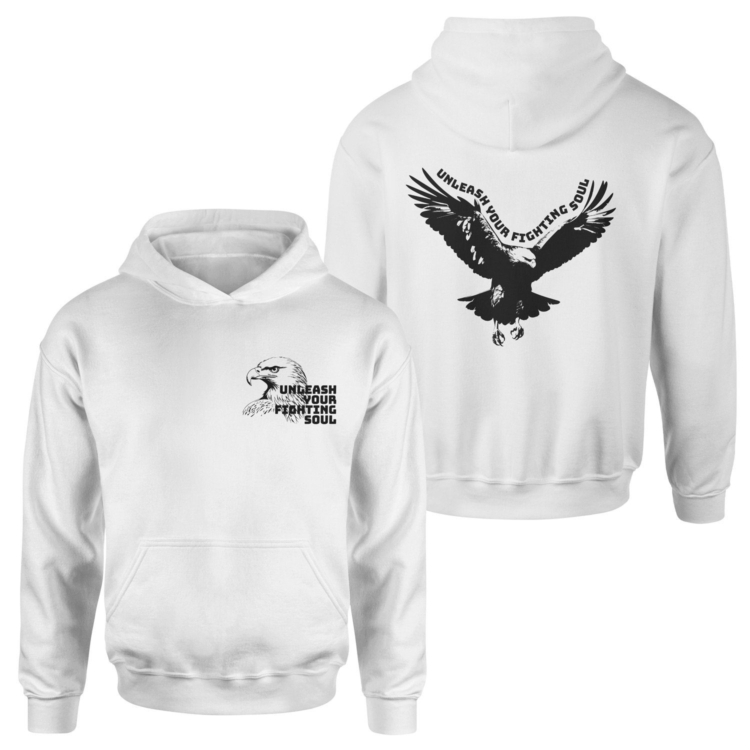 Unleash Your Fighting Soul | Eagle Hoodie S - Beyaz