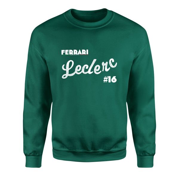 Charles Leclerc Cursive Illustration Sweatshirt M - Nefti Yeşili